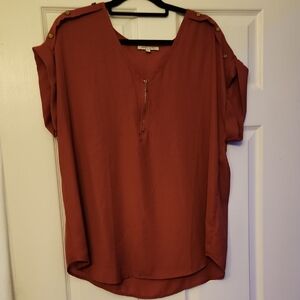 Speed Limit 98 Rust Blouse with Gold Buttons Fall AUTUMN Office Casual